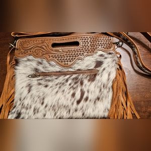 Tooled leather cowhide bag / purse